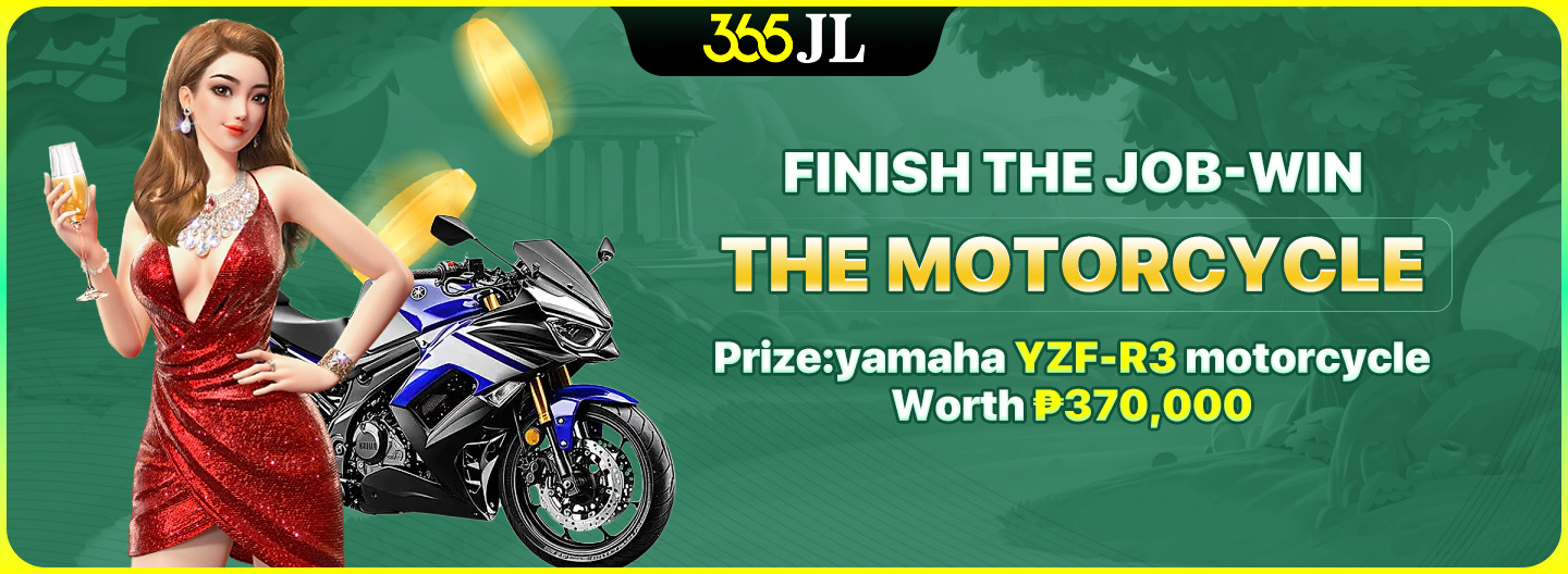 Promotional banner for winning a motorcycle prize