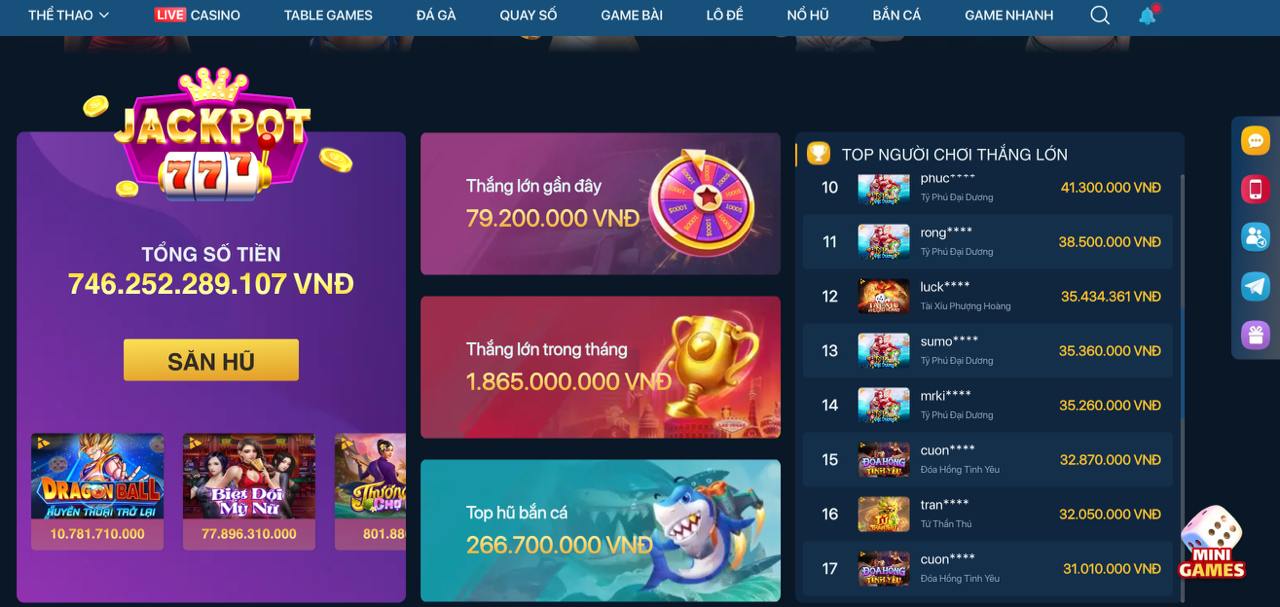 A jackpot winning screen displayed on a popular slot game in the ph777 app.